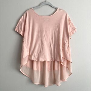 Eri + Ali Anthropologie Top Womens Size XS Pink Split Back High Low Chiffon